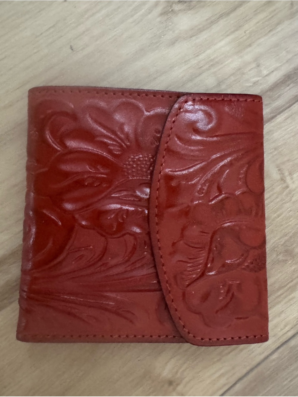 Patricia Nash Red Embossed Leather Card Holder